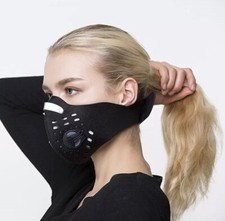 2 Pack Reusable Washable Neoprene Air Ventilation Face Mask w Filter Black