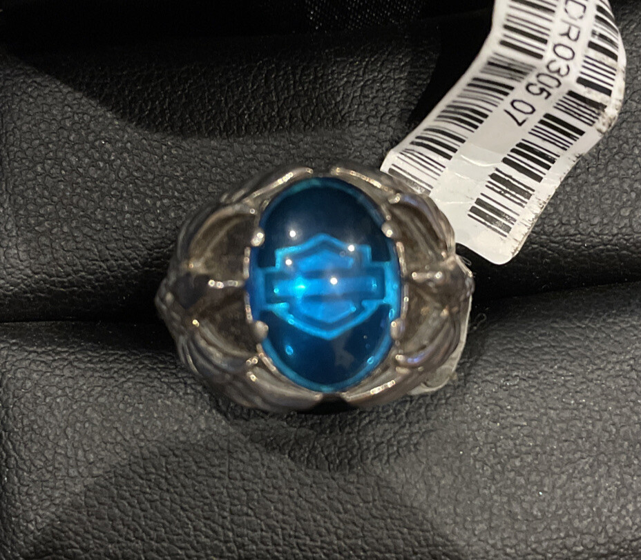 NWT Harley-Davidson 925 Sterling Silver Eagle Blue Stone Ring