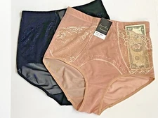 2 Pack High Waisted Briefs Panties Firm Tummy Control  Travel Safe 93 Gift Sz Lg