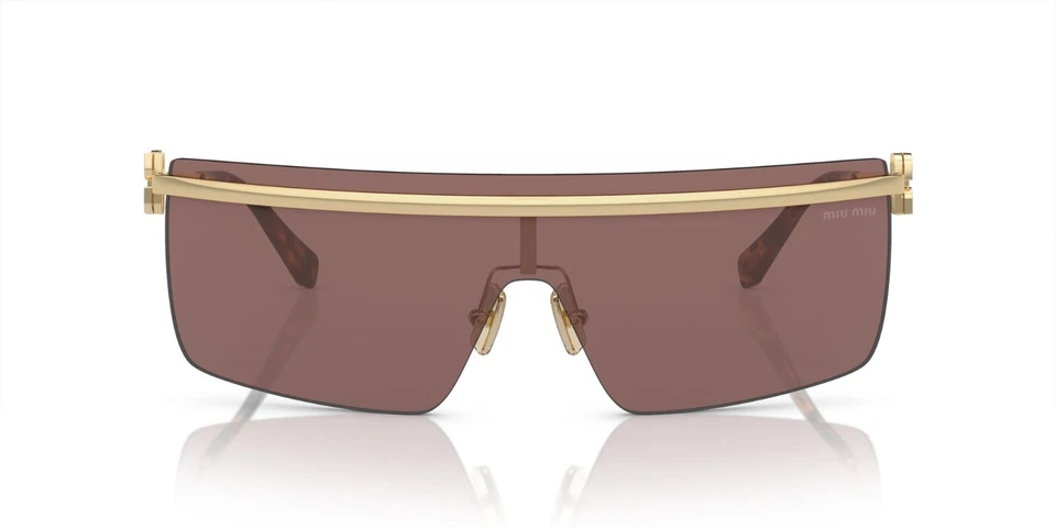 Очки солнцезащитные Miu Miu SMU 50ZS бледно-золотистые/коричневые серебристые затененные зеркальные (ZVN-70D) - Изображение 2 из 4