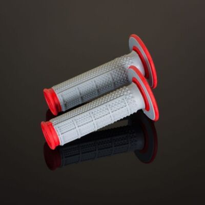 Renthal G163 MX Grips - Dual Compound, Tapered, Half Waffle, Red/Grey