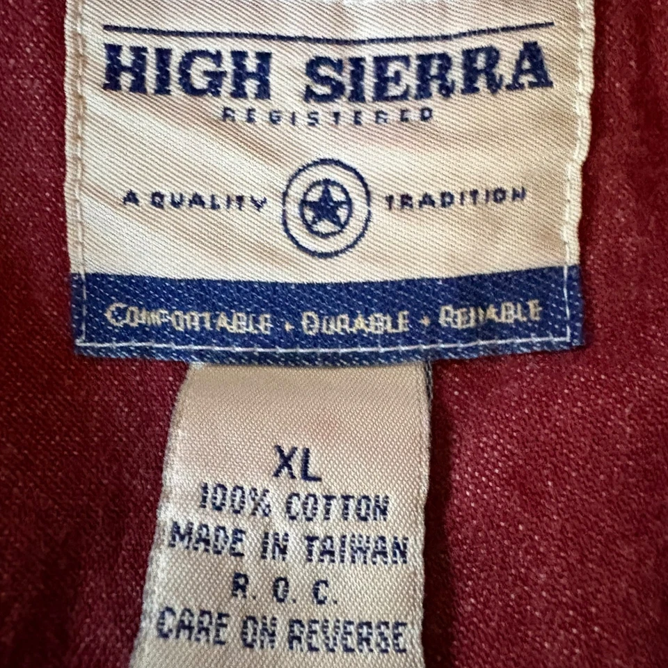 Camisa Vintage Alta Sierra Años 80 Granate Abotonada XL Hecha en Algodón Taiwán Foto 3 de 4