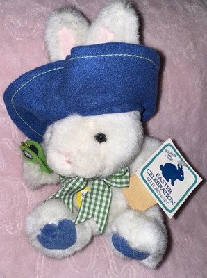 Vintage Blue Bonnet Easter Celebration Plush Bunny Rabbit No Sound 8 