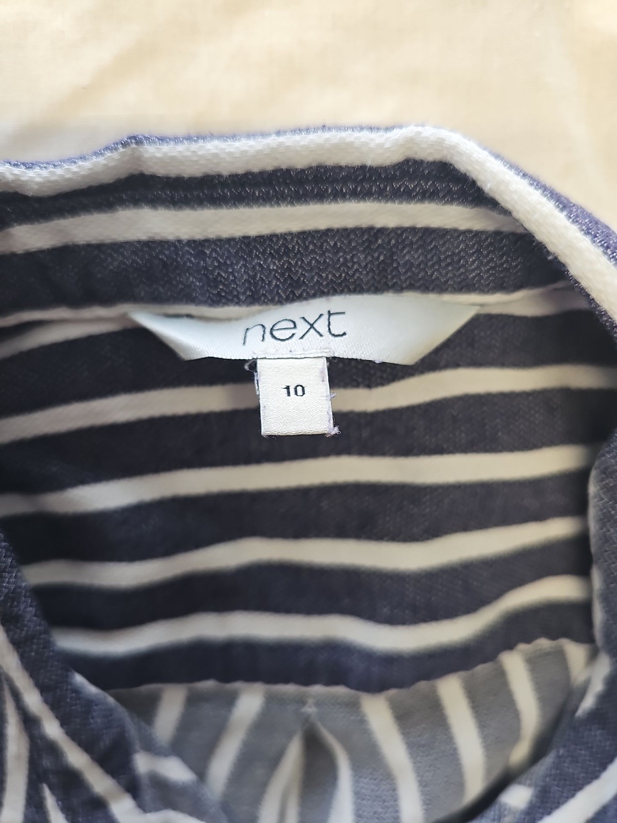 Next Navy and White Striped Long-Sleeve Shirt with Pocket Details size10 HH203 image 2