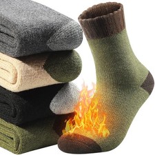4 Pairs Merino Wool Socks for Men, Thick Warm Winter Wool 6-11 Multicolor