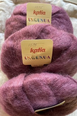 Lot of 4, Katia Yarn Ingenua, Mohair. 78%, 13%Nylon, 50gm140m, col#70489, Purple