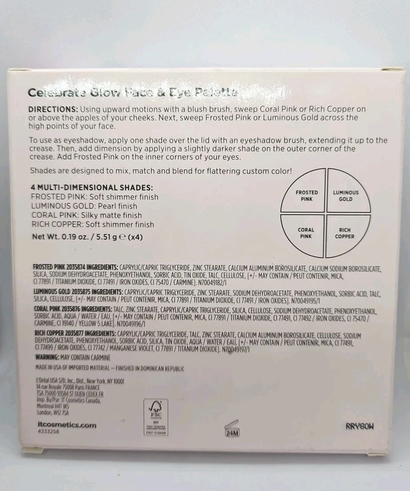 it Cosmetics CELEBRATE Glow Face & Eye Palette Blush & Highlighter New Boxed  - Image 3 of 4