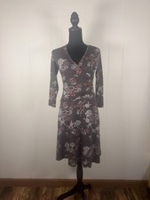 Garnet Hill Brianna Wrap Dress S Floral Knit Tencel Lined