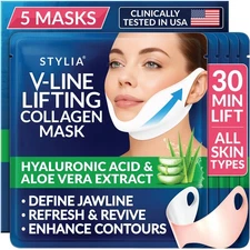 Stylia V Line Lifting Collagen Mask - Lift, 5 Count (Pack of 1), V-Line Lift 