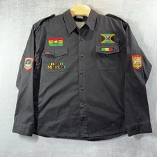 RARE Rothco Ultra Force BDU Black Work Shirt XXL Bob Marley Rastafari Jah Love