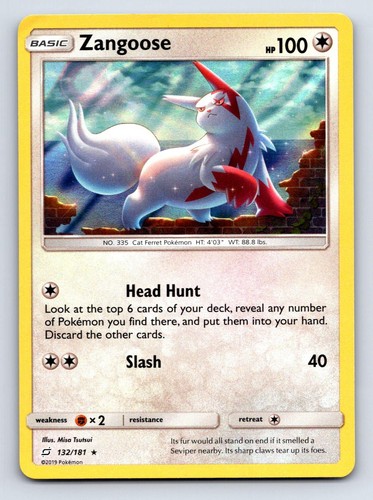 Zangoose 132/181 Holo Rare Team Up Pokemon Moderately Played