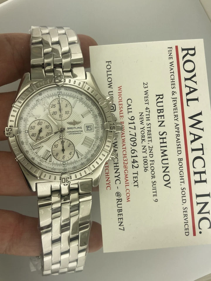 Breitling Cronógrafo 44mm A13355 Viento Cruzado Fecha Blanco Esfera Romana Automático COMO NUEVO Foto 4 de 4