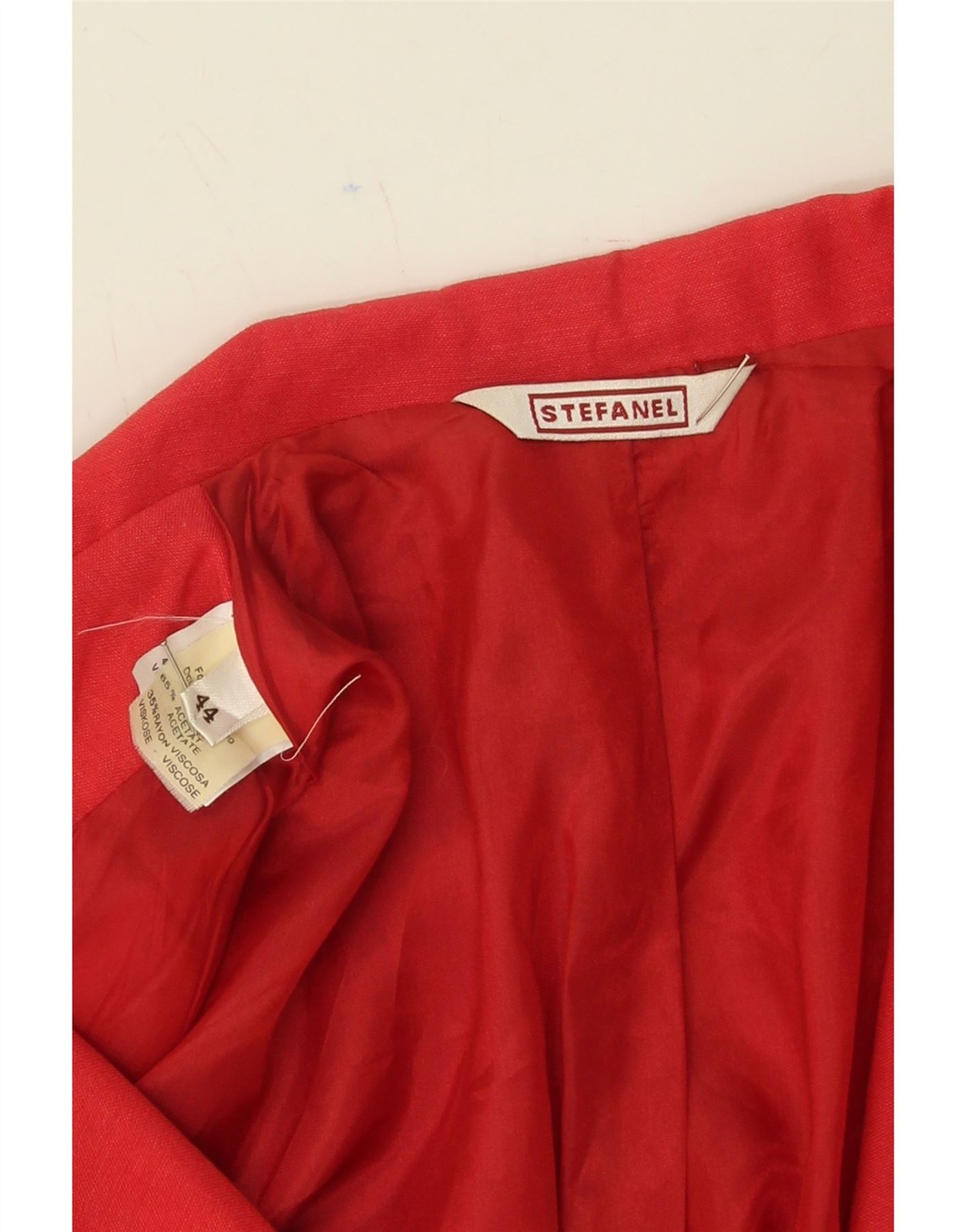 STEFANEL Womens 3 Button Short Sleeve Blazer Jacket IT 44 Medium Red Linen CJ06 image 4