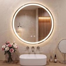 80cm Wall Mounted LED Round Bathroom Mirror with Anti-Fog & 3 Lights Touch Switc