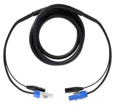 Cable Hybride XLR DMX Male Femelle 3 Broches Powerplug DJ PA Speakon 2,5m Noir - Photo 1/3