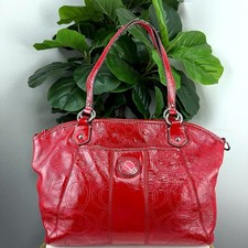 Authentic Coach Red Patent Leather Tote - COACH EST. 1941 Disc Logo