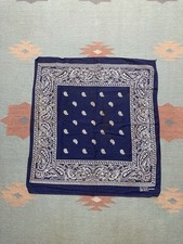 Vintage bandana handkerchief paisley all cotton indigo blue fast color