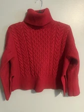 Banana Republic Women's 100% Merino Wool Pullover Cropped Red Sweater Size M