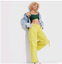 Wild Fable Mid Rise Wide Leg Relaxed Cargo Pants Sz Large Yellow
