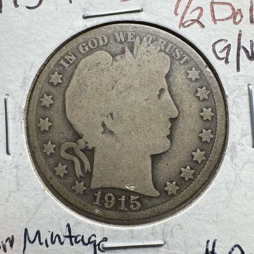 1915 P Barber Half Dollar “Better Date” 135K Mintage  Semi Key Date G/VG RARE