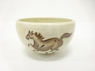 22014# JAPANESE TEA CEREMONY / TEA BOWL CHAWAN / HORSE