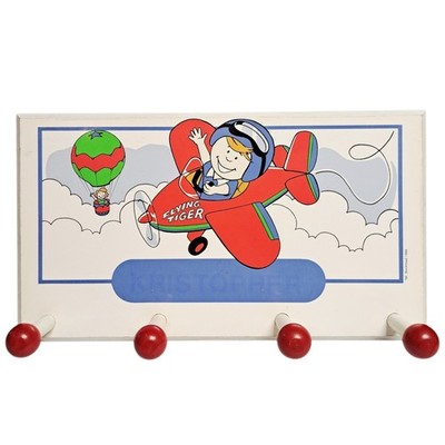 Vintage Rare 1988 Mr Blockhead Flying Tiger Coat Rack Hanger Wood 80's Kids 