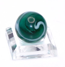 Vintage Glass Marble Clear Green Transitional Slag '9 Tail' Pontil 0.64" -50