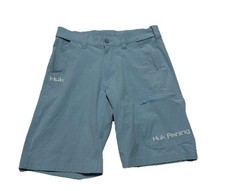 Huk Men  s Next Level 10.5  Performance Fishing Stretch Blue Cargo Shorts Small