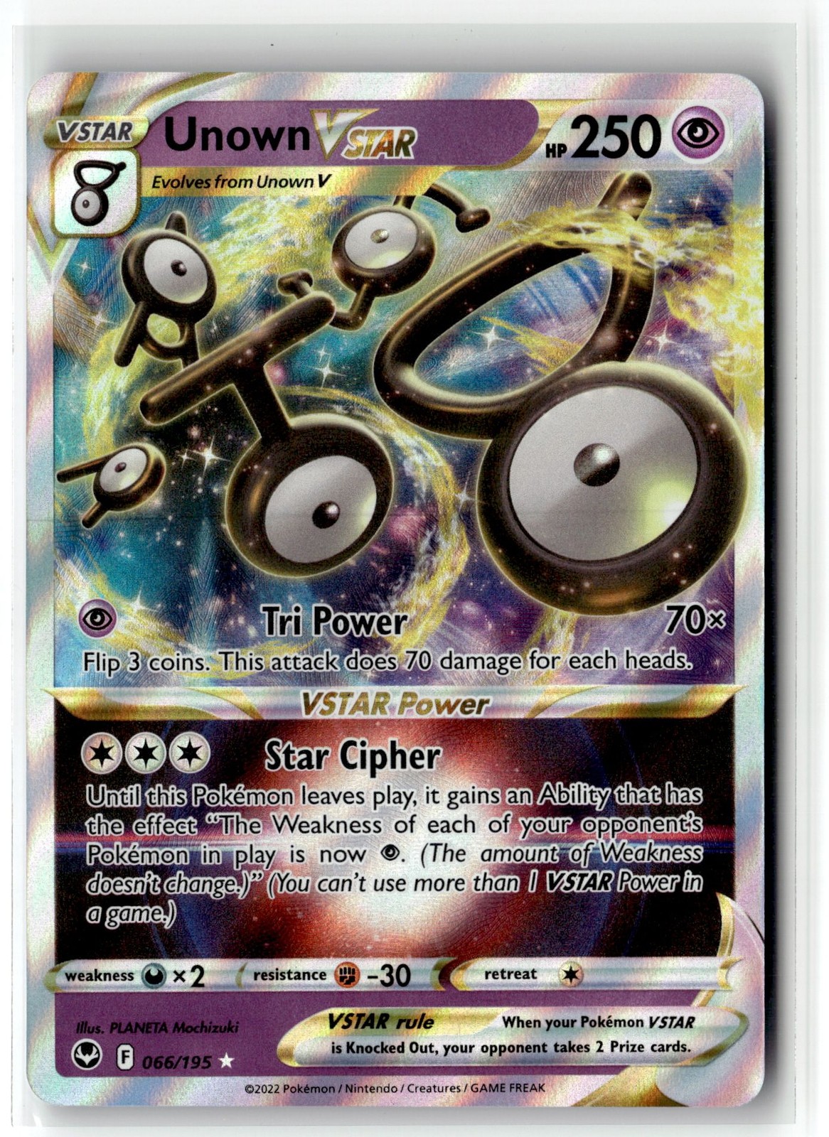 Unown VSTAR ⭐️ 066/195 Holo Rare VSTAR Silver Tempest 2022 Pokemon NM