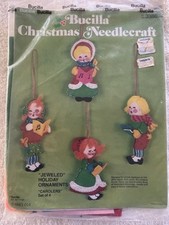 Vintage Bucilla Christmas Needlecraft Felt Sequin  Jeweled  Holiday Ornaments