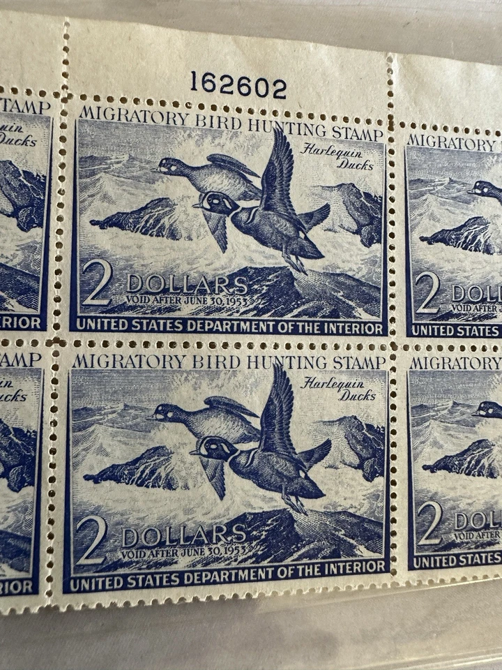 US STAMPS #RW19 DUCK PLATE BLOCK $2 OG NH - Image 3 of 4