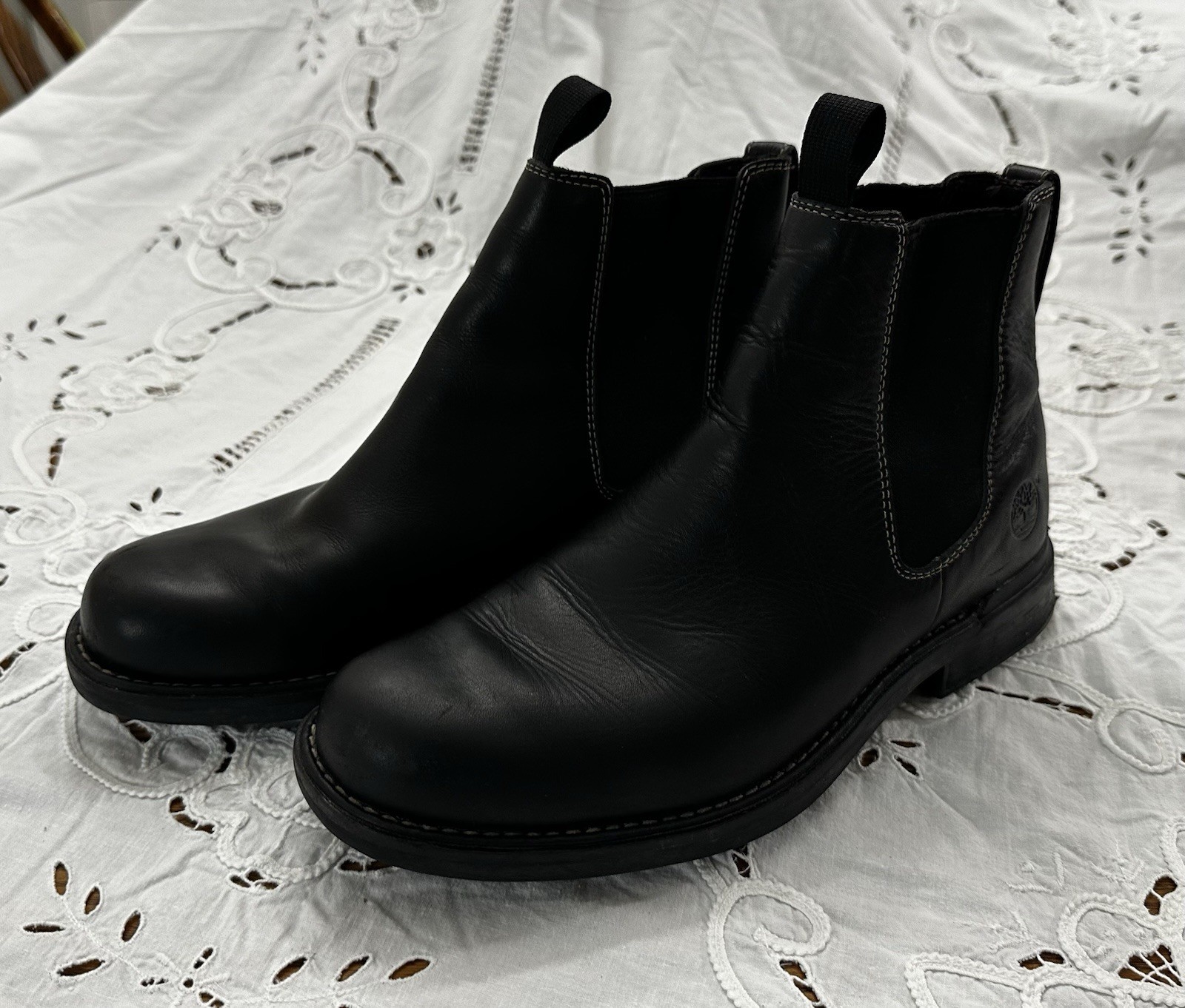 Timberland Mens Torrence Chelsea Black Leather Chukka Slip On Boots Size 9.5