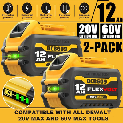 #ad #ad 2Pack 12.0AH DCB609 2 For DEWALT DCB612 20V 60V MAX FLEXVOLT Lithium Ion Battery $99.00