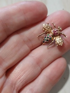 14K Ruby Sapphire Emerald Ruby Honey Bee Pin Brooch/Pendant