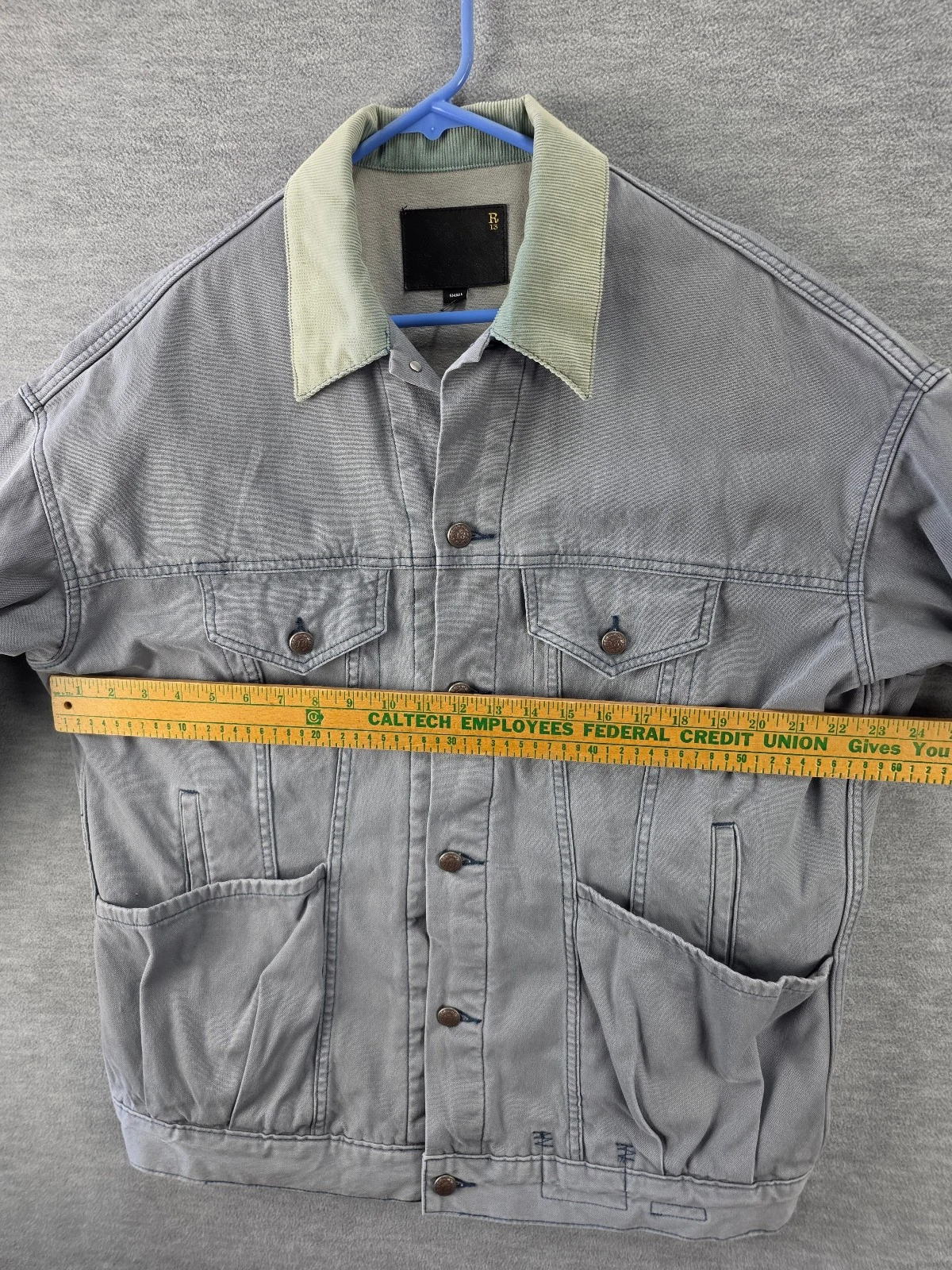 R13 Lacey Trucker Jacket Steel Blue Corduroy Collar Small image 8