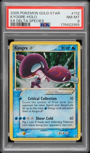 2005 POKEMON EX DELTA SPECIES GOLD STAR #112 KYOGRE-HOLO PSA 8