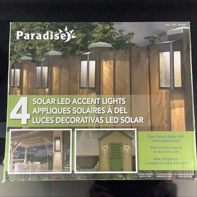 Paradise 4 Pack Solar Powered Lights LED Accent Lights Home Building Fence NEW