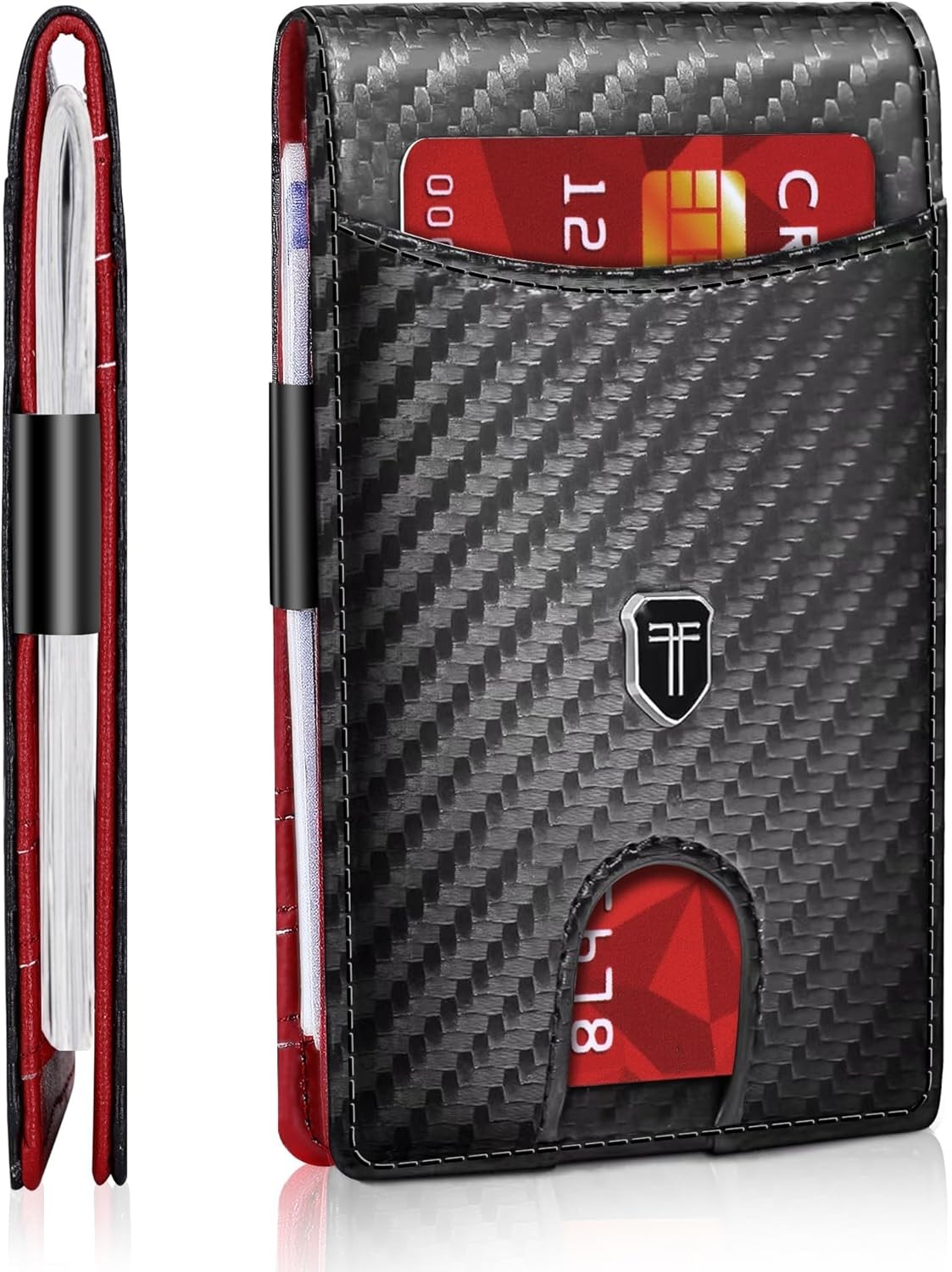 Gostwo Slim Wallet for Men RFID Minimalist Front Pocket Bifold Wallet ID Window 