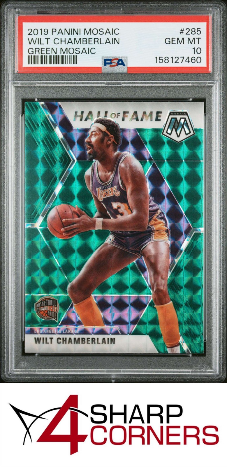 2019 PANINI MOSAIC GREEN PRIZM #285 WILT CHAMBERLAIN HOF PSA 10 view 1