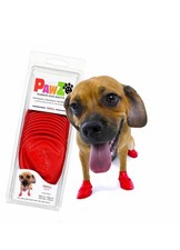 PawZ Rubber Dog Boots for Small Paws - All-Weather Waterproof Small, Red