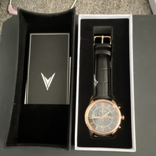 Vincero Chronograph Rose Gold/Black Men's Watch Leather Band Analog Date