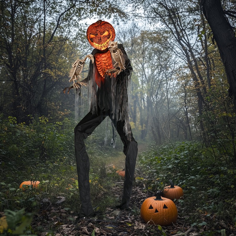 7 Ft Scary Animated Pumpkin Prop Vulture & Owl Skeleton Halloween 2026