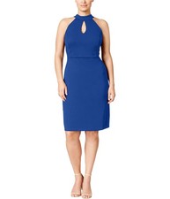 Love Squared Womens Open Back A-line Dress, Blue, Plus Size, 3X