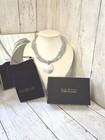 Joan Rivers Silver Multi strand Beaded Hammered Disc Pendant Necklace With Pouch