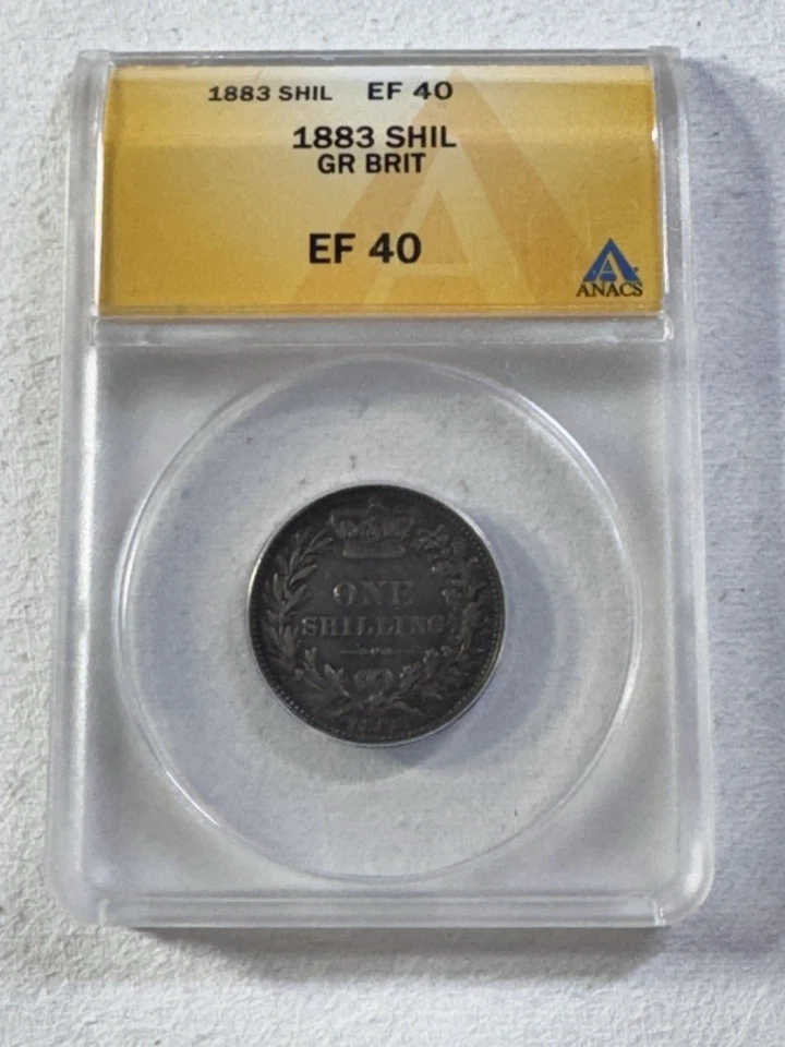 1883 Great Britain 1 Shilling Silver Coin Graded XF 40 by ANACS - Image 4 of 4