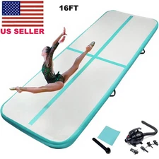 16FT Air Track Inflatable Training Tumbling Gymnastics Gym Yoga Mat /Gift Blue