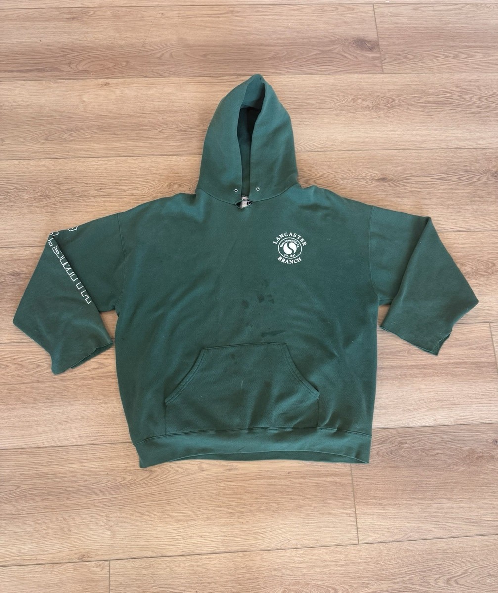 Vintage Lee Heavyweight Hoodie 2XL Green Distressed Workwear USA 