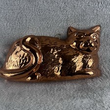 Vintage Copper Cat Shaped Mold Wall Decor Tin...