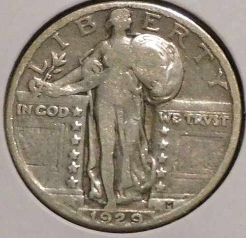 Silver Quarter - Standing Liberty - 1929 (Brightly cleaned.) [110]