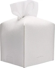 Tissue Box Cover Holder, Square with Bottom Belt by Carrot's Den - Pure White 